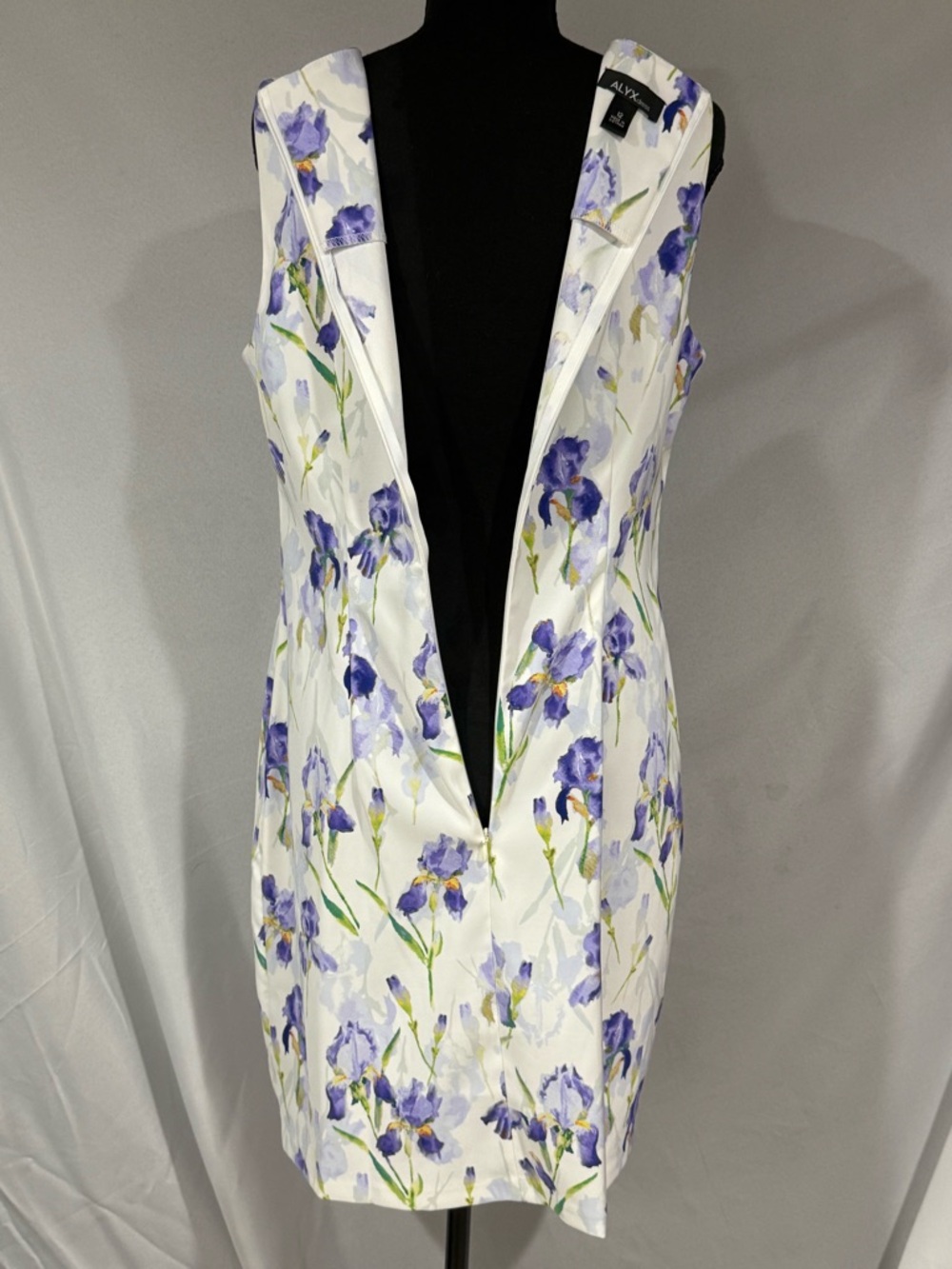 Alyx White Midi Dress with Lavender Iris Print - Picture 4 of 7